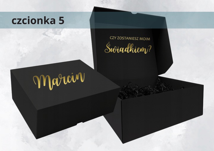 Pudełko box CZARNE czy zostaniesz ŚWIADKIEM Świadkową ślub prezent
