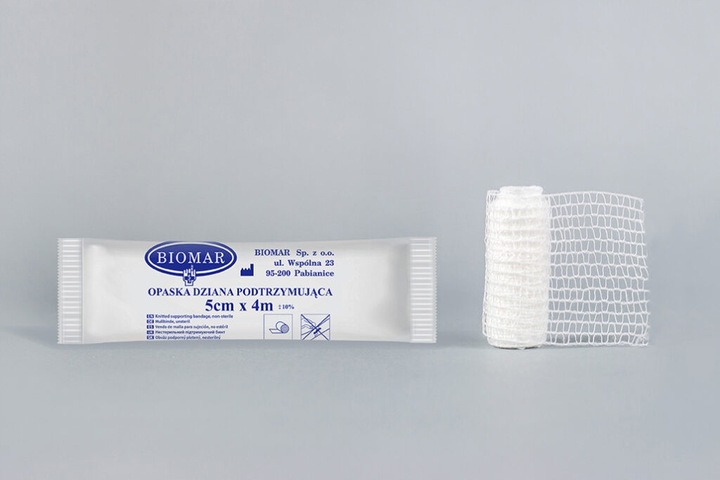 250x BANDAŻ OPATRUNKOWY OPASKA DZIANA PODTRZYMUJĄCA 5cm x 4m BIOMAR PE