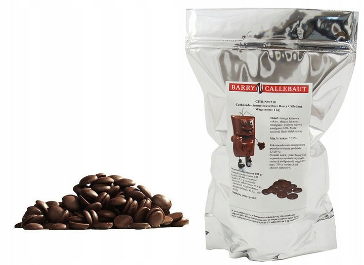 NAJLEPSZA Czekolada GORZKA 72,5% 1 KG BARRY CALLEBAUT fondue