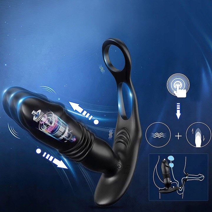 MASAŻER PROSTATY RUCH GÓRA-DÓŁ + RINGI NA PENISA I JĄDRA + MASAŻER KROCZA