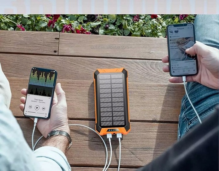 POWERBANK ŁADOWARKA PANEL SOLARNY INDUKCYJNY 30000mAh 6xUSB LATARKA 2x LED