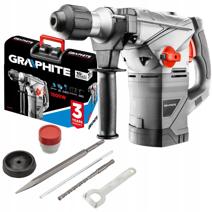 GRAPHITE MŁOT UDAROWY SDS+ 1500W 58G862 4,5J WALIZKA OSPRZĘT DŁUTO