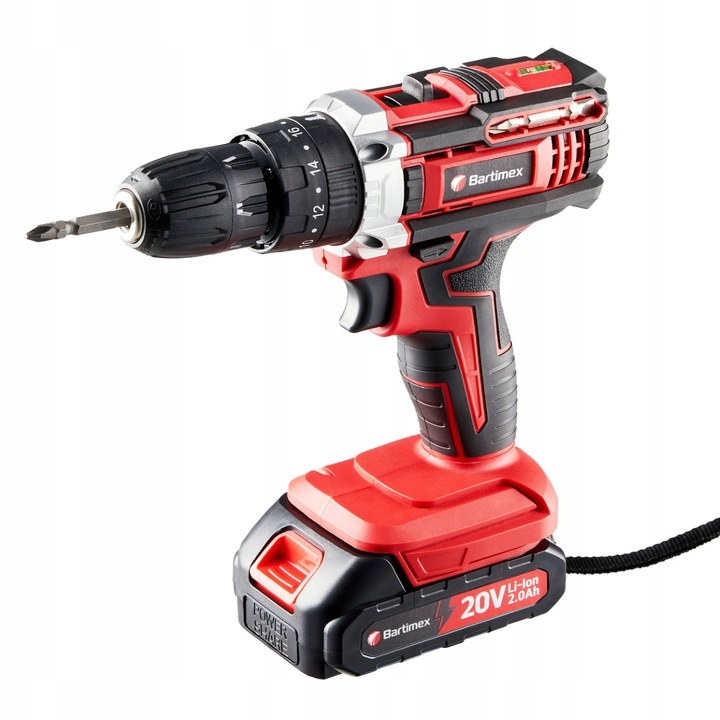 Wiertarko Wkrętarka 20V 2 akumulatory 2,0Ah Bity Wiertła Walizka