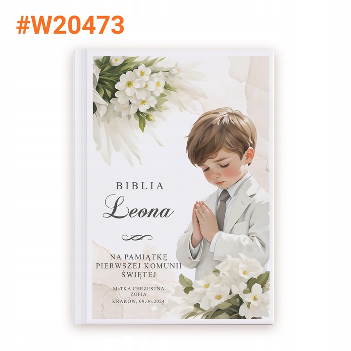 Biblia dla dzieci Prezent Chrzest Pamiątka Chrztu Komunii Nadruk na Okładce