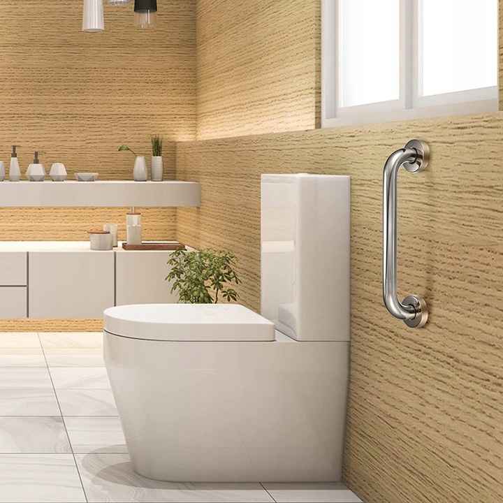 PORĘCZ UCHWYT ŁAZIENKOWY PROSTY DO WANNY DRZWI x2 CHROM POD PRYSZNIC 30CM