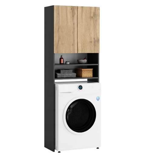 REGAŁ ŁAZIENKOWY SZAFKA NAD PRALKE ANTRACYT WOTAN 4 PÓŁKI