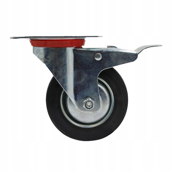 4x Kółka Obrotowe z Hamulcem Skrętne 125mm 400kg Gumowe Zestaw Do