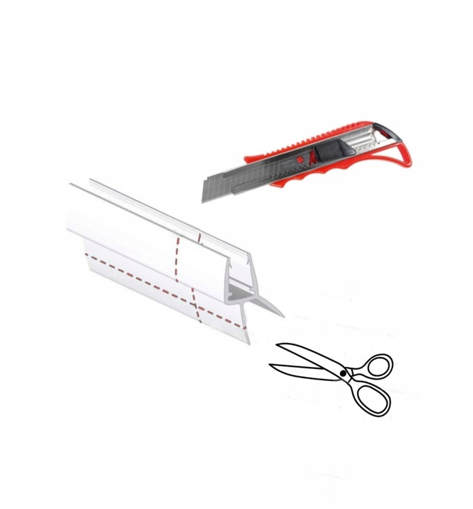 Uszczelka dolna z długim piórem Kabiny Prysznicowej 6 - 8 mm Drzwi