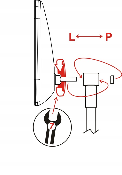Lusterko rowerowe długie ramię AJS PLUS, POLSKIE