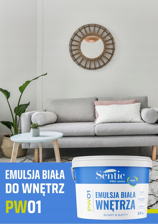 SENTIC Farba wewnętrzna akrylowa PREMIUM 10L BIAŁA