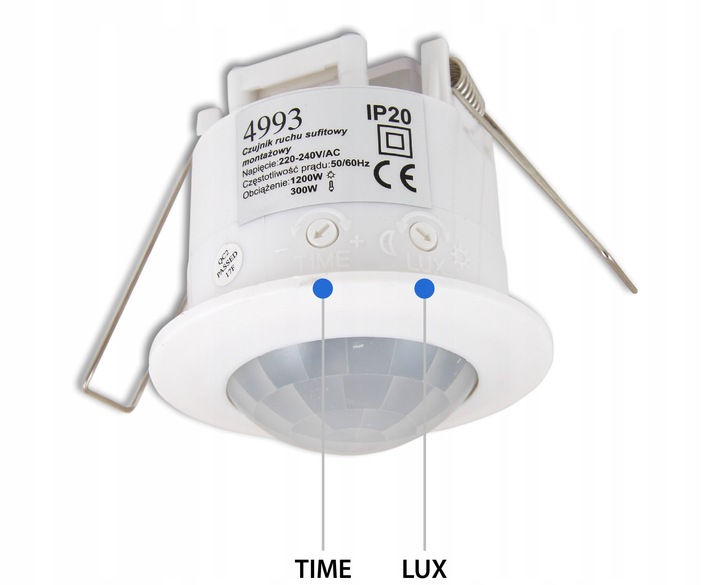 CZUJNIK RUCHU ZMIERZCHU natynkowy LED sufitowy PIR