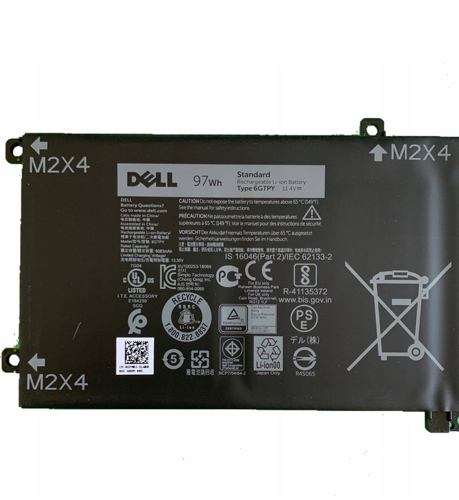 NOWA ORYGINALNA BATERIA DELL XPS 15 9560 9570 97Wh GPM03 TYPE 6GTPY 2025