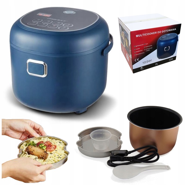 MULTICOOKER samochodowy 2L RYŻOWAR turystyczny 12V 24V TIR bus LCD