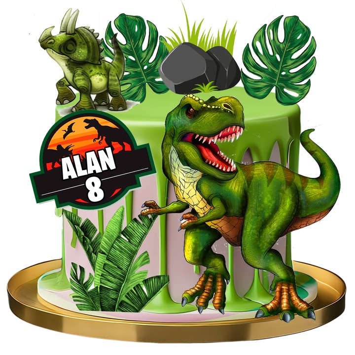 WYDRUK CUKROWY OPŁATEK NA TORT DINOZAURY DINOZAUR POSTACI + GRATIS