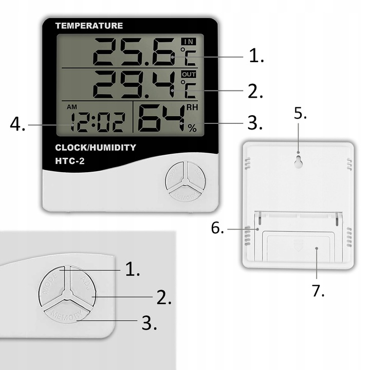 STACJA POGODOWA POGODY TERMOMETR HIGROMETR CZUJNIK SONDA ZEGAR BUDZIK