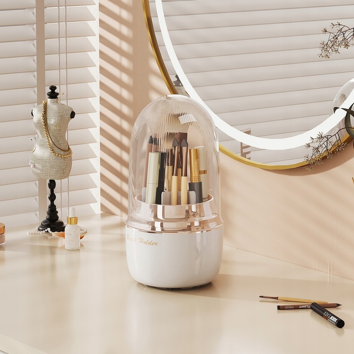 Obrotowy organizer pojemnik na pędzle do makijażu kosmetyki kuferek