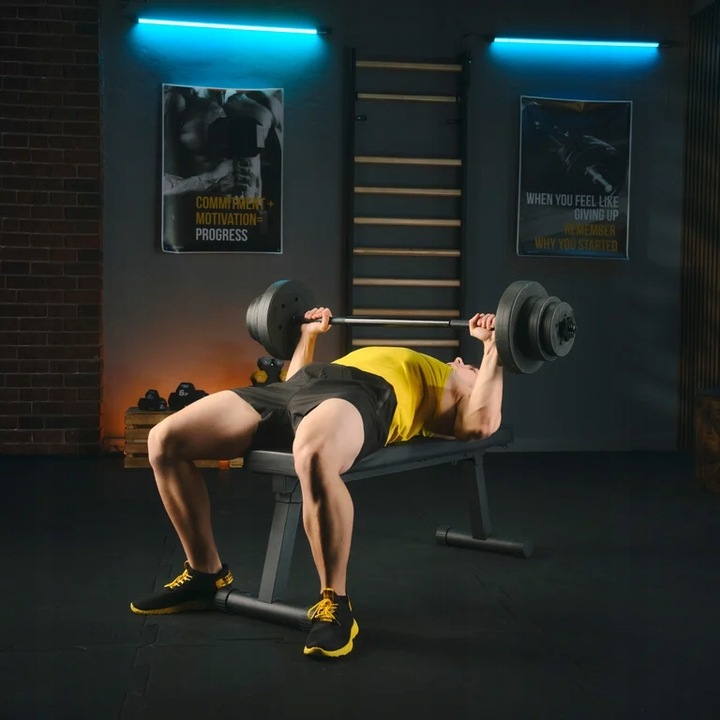 Sztanga do ćwiczeń zestaw obciążeń bitumicznych gryf 22kg Trex Sport