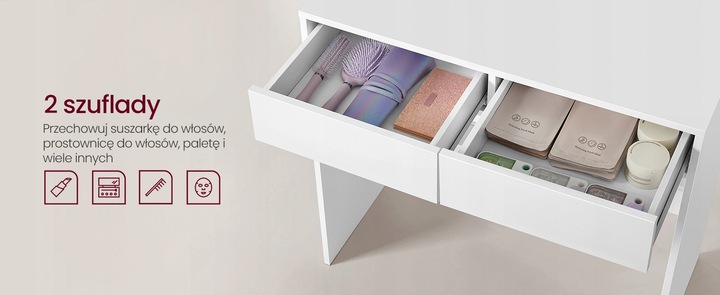 Toaletka z lustrem i oświetleniem led biała nowoczesna