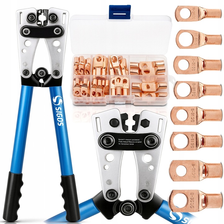 ZACISKARKA KABLI PRZEWODÓW PRASKA TULEJKI 6-50mm2 + 60 końcówek