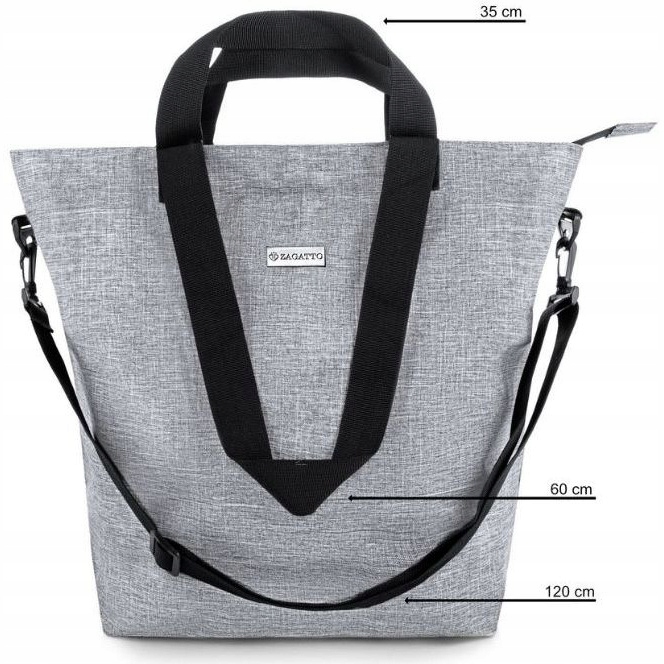 Torebka damska na zakupy pojemna szara duża torba na ramię shopper ZAGATTO
