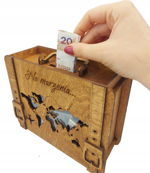 Skarbonka Wykreślana Walizka Prezent Urodziny Oszczędzanie Cel Różne