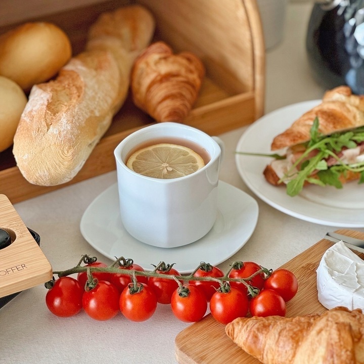 Komplet FILIŻANEK do KAWY HERBATY Porcelanowe ze SPODKIEM Tadar 6x220 ml