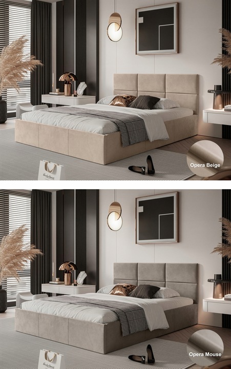 ŁOŻKO TAPICEROWANE PORTO Z PODNOSZONYM STELAŻEM POJEMNIKIEM POŚCIEL 180x200