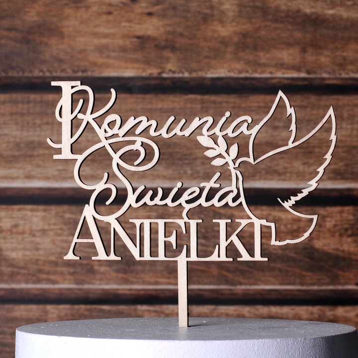 TOPPER dekoracja imię KOMUNIA ŚWIĘTA NAPIS NA TORT
