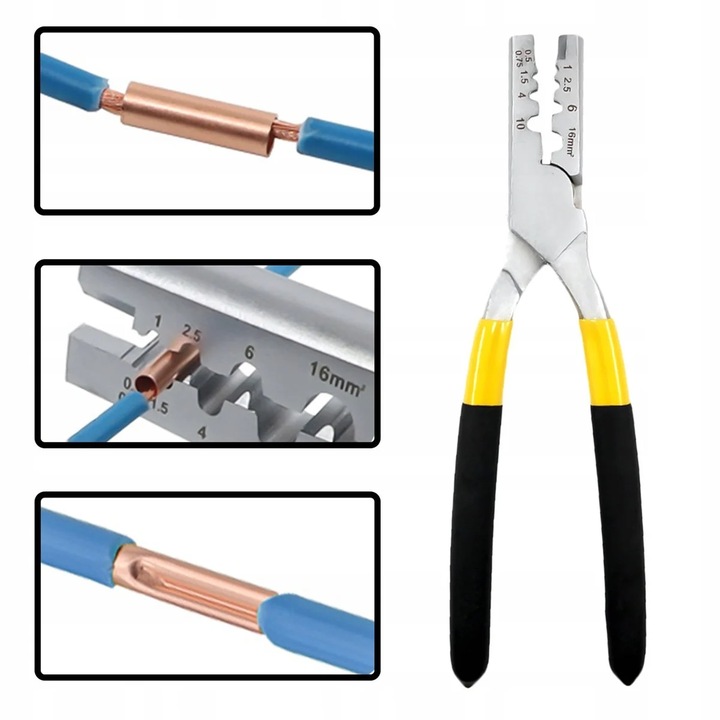 ZACISKARKA PRASKA DO KABLI PRZEWODÓW TULEJEK KOŃCÓWEK 0,5-16 MM