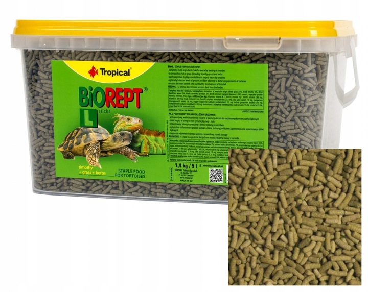 TROPICAL BIOREPT L POKARM DLA ŻÓŁWI LĄDOWYCH 5l 1,4kg