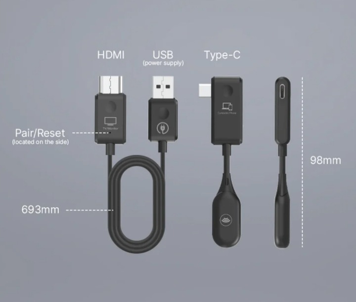 Bezprzewodowy transmiter obrazu, wideo, USB-C na HDMI,Full HD,50m, MINIX C1