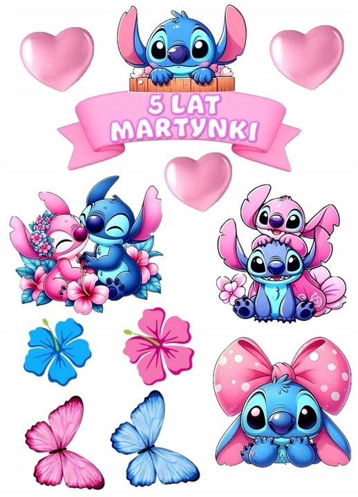 OPŁATEK NA TORT Z CUKRU WYDRUK LILO i STICH STITCH CUKROWA DEKORACJA