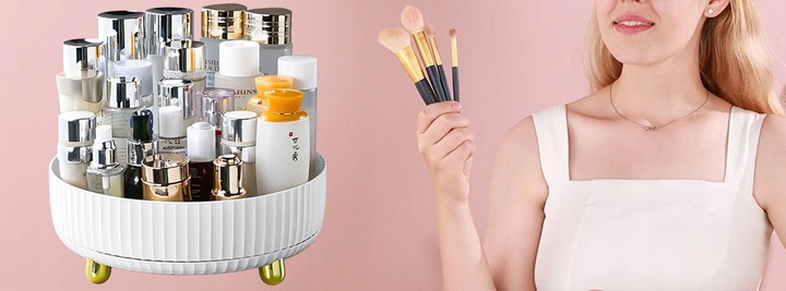 ORGANIZER OBROTOWY na Kosmetyki POJEMNIK na PERFUMY PĘDZLE Make-up 360