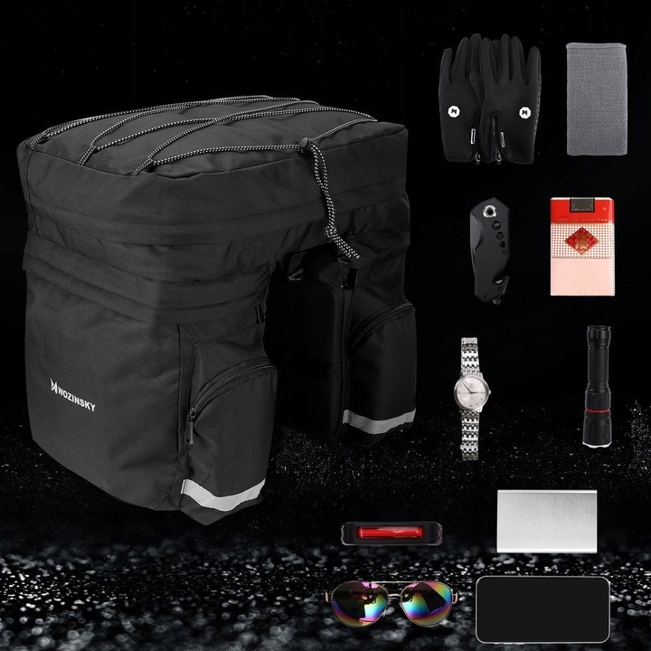 DUŻA TORBA ROWEROWA NA BAGAŻNIK SAKWA NA ROWER PODWÓJNA POJEMNA KUFER 60L