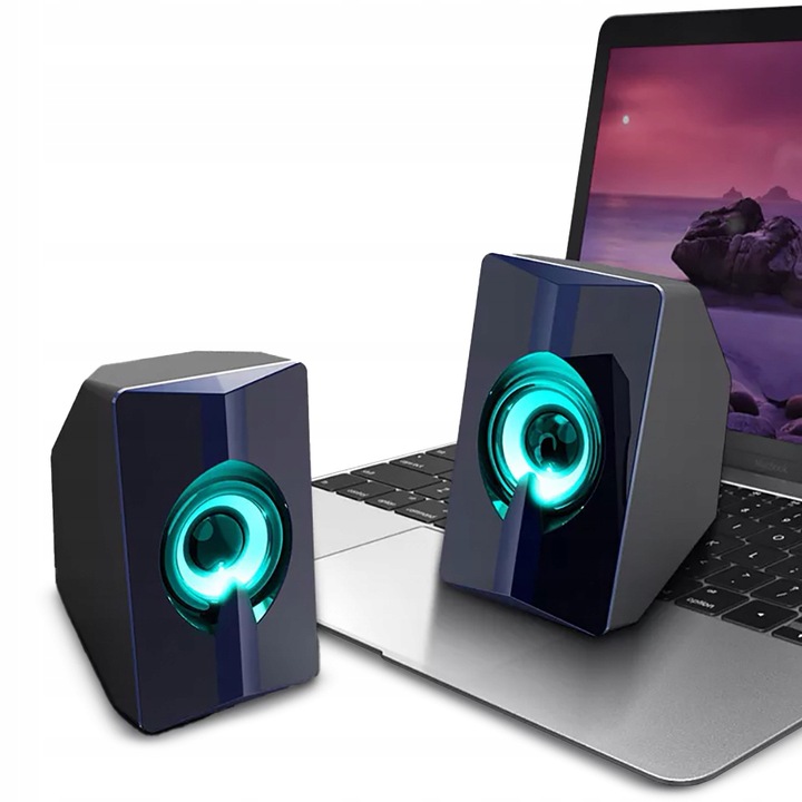 GŁOŚNIKI KOMPUTEROWE LED LAPTOP PC USB T-WOLF S5