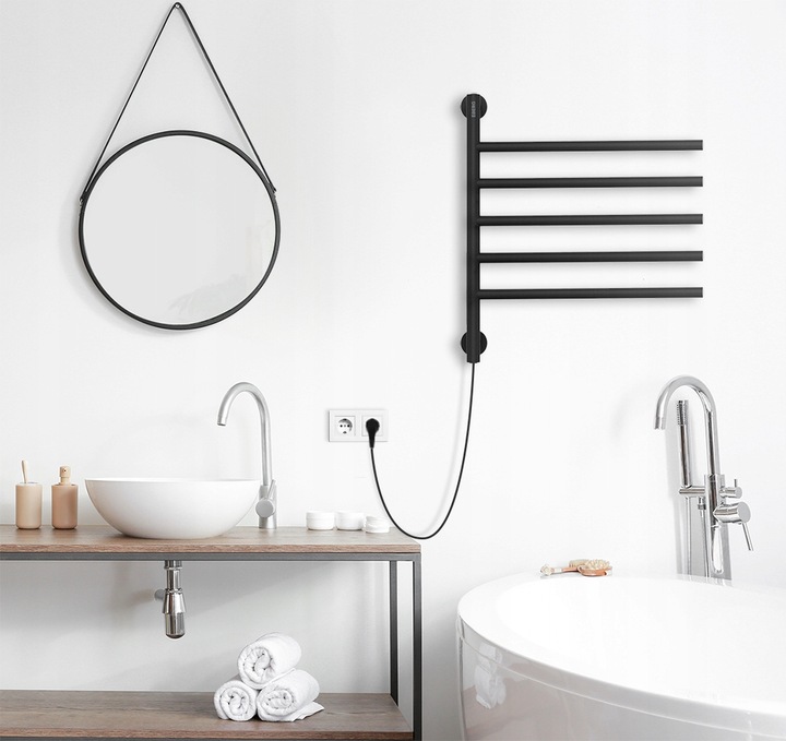 Grzejnik łazienkowy elektryczny EBERG ruchome ramiona 80W ścienny