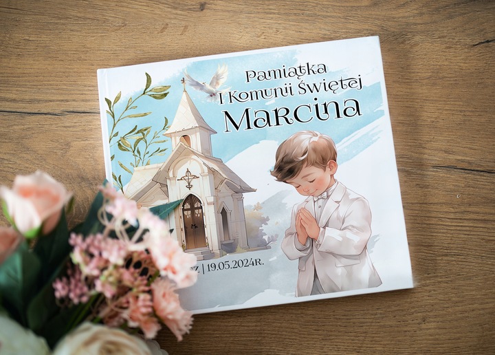 KSIĘGA GOŚCI NA KOMUNIĘDLA CHŁOPCA - PIĘKNA PAMIĄTKA NA ZDJĘCIA [w12]