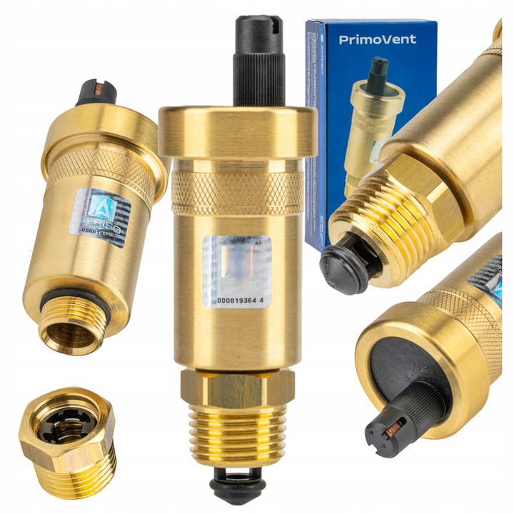 ODPOWIETRZNIK AUTOMATYCZNY AUTOMAT MOSIĘŻNY PROSTY 1/2" Z ZAWOREM STOPOWYM