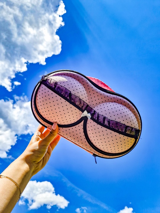 Stylowe etui na bieliznę biustonosz podróż różowe Kontri E1001