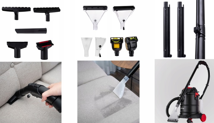 ODKURZACZ PIORĄCY DO TAPICERKI DYWANÓW PRANIA ZESTAW MOKRO SUCHO 2000W XXL