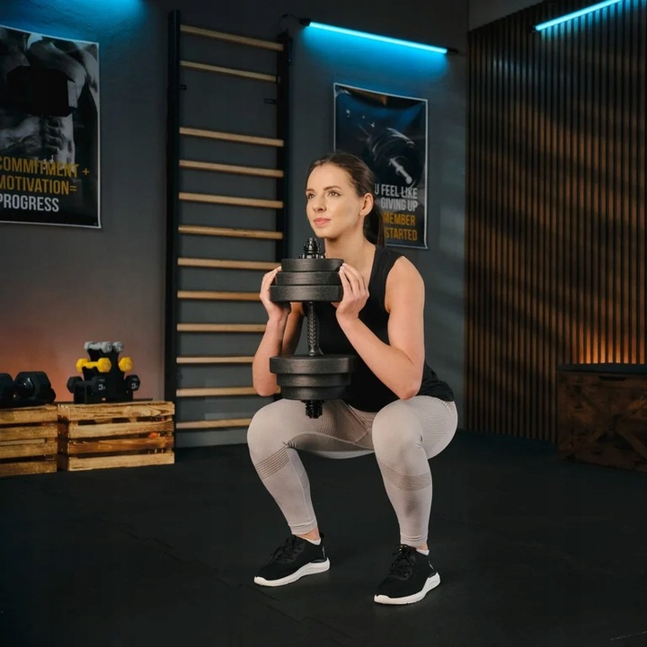 Hantle regulowane bitumiczne 40kg zestaw hantli gryf obciążenia Trex