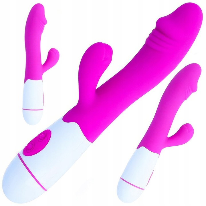 Wibrator Z Silikonu Medycznego Z Stymulatorem Łechtaczki 30 Trybów