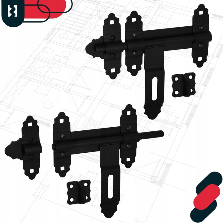 ZASUWA BRAMOWA GARAŻOWA RYGIEL BLOKADA ZAMKNIĘCIE DRZWI BRAMY CZARNA 200 MM