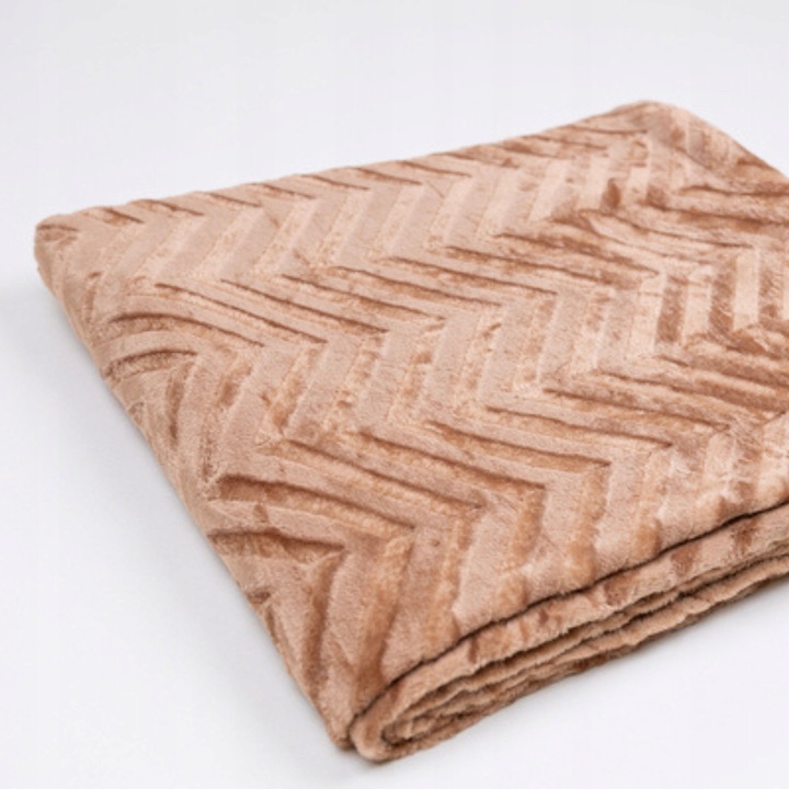 CIEPŁY KOC OZDOBNY NARZUTA NA ŁÓŻKO PREZENT PLED 200X220 CM BRĄZOWY WZÓR