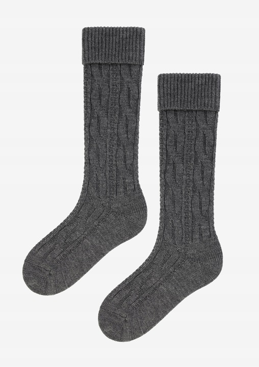 PODKOLANÓWKI DAMSKIE BABUNI GRUBE CIEPŁE Z WEŁNĄ WARKOCZ CERBER 39/42