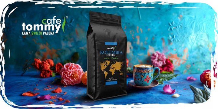 Kawa ziarnista 1kg KOLUMBIA 100% Arabica Exceslo Świeżo Palona - Tommy