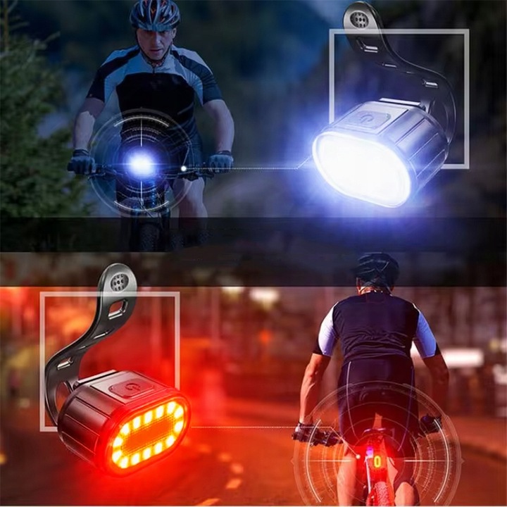 LAMPKA ROWEROWA OŚWIETLENIE LED NA ROWER KIEROWNICĘ PRZÓD + TYŁ NA USB MOC