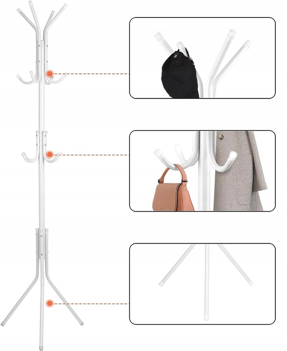 WIESZAK STOJĄCY NA UBRANIA KURTKI STOJAK DO PRZEDPOKOJU PODŁOGOWY