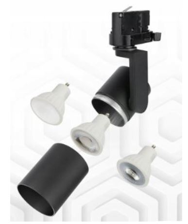 REFLEKTOR GU10 NA SZYNĘ 3FAZY BLACK-2 KĄTY ŚWIATŁA