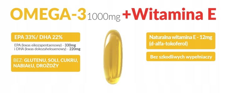 OMEGA 3 FORTE KWASY EPA330 DHA220+WITAMINA E 90tab